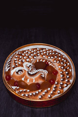 The eel, famous Christmas candy from Toledo, Spain, made with marzipan, yolk, and angel hair.