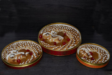 The eel, famous Christmas candy from Toledo, Spain, made with marzipan, yolk, and angel hair.