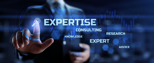 Expertise, expert, consulting, knowledge, advice. Business and development concept. Businessman...