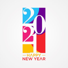 Creative concept of 2021 Happy New Year pile style