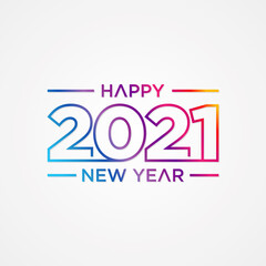 Creative concept of 2021 Happy New Year outline style