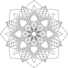 Easy Mandala coloring book simple and basic for beginners, seniors and children. Set of Mehndi flower pattern for Henna drawing and tattoo. Decoration in ethnic oriental, Indian style.