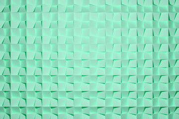 Fototapeta premium 3d illustration of rows of green cubes and polygones.Set of squares on monocrome background, pattern. Geometry background