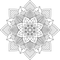 Easy Mandala coloring book simple and basic for beginners, seniors and children. Set of Mehndi flower pattern for Henna drawing and tattoo. Decoration in ethnic oriental, Indian style.