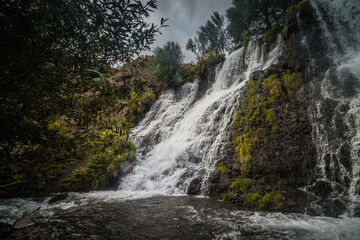 Fototapeta na wymiar beautiful clean waterfall in Shake