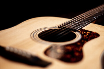 Fototapeta premium acoustic guitar close up