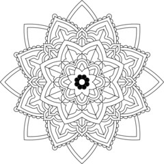 Easy Mandala coloring book simple and basic for beginners, seniors and children. Set of Mehndi flower pattern for Henna drawing and tattoo. Decoration in ethnic oriental, Indian style.