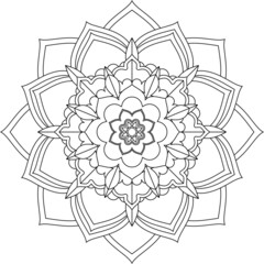 Easy Mandala coloring book simple and basic for beginners, seniors and children. Set of Mehndi flower pattern for Henna drawing and tattoo. Decoration in ethnic oriental, Indian style.
