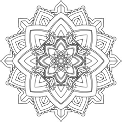 Easy Mandala coloring book simple and basic for beginners, seniors and children. Set of Mehndi flower pattern for Henna drawing and tattoo. Decoration in ethnic oriental, Indian style.