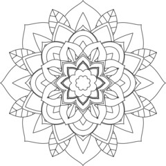 Easy Mandala coloring book simple and basic for beginners, seniors and children. Set of Mehndi flower pattern for Henna drawing and tattoo. Decoration in ethnic oriental, Indian style.