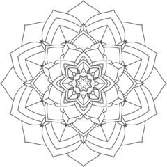 Easy Mandala coloring book simple and basic for beginners, seniors and children. Set of Mehndi flower pattern for Henna drawing and tattoo. Decoration in ethnic oriental, Indian style.