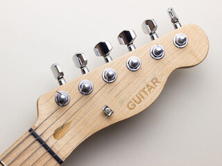 Electric guitar headstock background with copy space