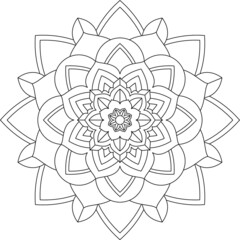 Easy Mandala coloring book simple and basic for beginners, seniors and children. Set of Mehndi flower pattern for Henna drawing and tattoo. Decoration in ethnic oriental, Indian style.