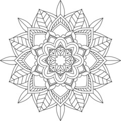 Easy Mandala coloring book simple and basic for beginners, seniors and children. Set of Mehndi flower pattern for Henna drawing and tattoo. Decoration in ethnic oriental, Indian style.