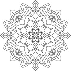 Easy Mandala coloring book simple and basic for beginners, seniors and children. Set of Mehndi flower pattern for Henna drawing and tattoo. Decoration in ethnic oriental, Indian style.