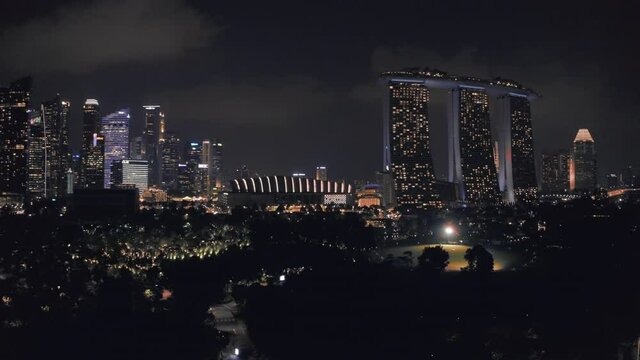 Drone Over Marina Bay Sands Of Singapore
