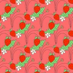 color vector drawing, pattern, strawberry