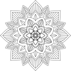 Easy Mandala coloring book simple and basic for beginners, seniors and children. Set of Mehndi flower pattern for Henna drawing and tattoo. Decoration in ethnic oriental, Indian style.
