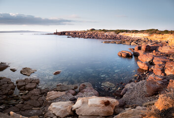 Rocky coast near Scoglio Mangiabarche at Calasetta Sardinia