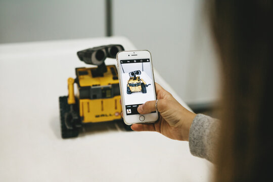 Moscow, November 21, 2020: Funny Wall-e robot from cartoon