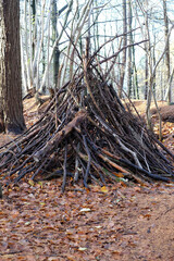Holztippi hergestellt aus alten Ästen