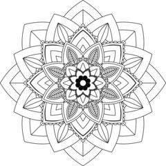 Easy Mandala coloring book simple and basic for beginners, seniors and children. Set of Mehndi flower pattern for Henna drawing and tattoo. Decoration in ethnic oriental, Indian style.