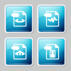 Set line XML file document, MP3, PHP and WAV icon. Vector.
