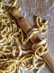 pasta on wooden table