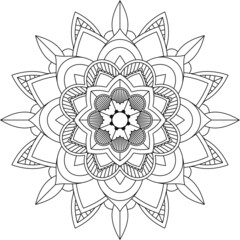 Easy Mandala coloring book simple and basic for beginners, seniors and children. Set of Mehndi flower pattern for Henna drawing and tattoo. Decoration in ethnic oriental, Indian style.