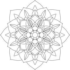 Easy Mandala coloring book simple and basic for beginners, seniors and children. Set of Mehndi flower pattern for Henna drawing and tattoo. Decoration in ethnic oriental, Indian style.