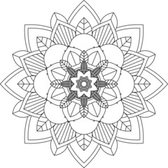 Easy Mandala coloring book simple and basic for beginners, seniors and children. Set of Mehndi flower pattern for Henna drawing and tattoo. Decoration in ethnic oriental, Indian style.