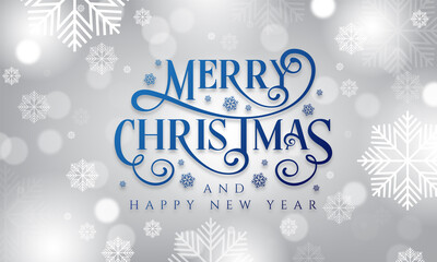 Merry christmas and Happy New Year in winter snow.