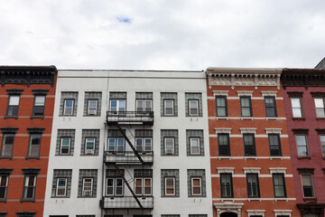 Row of Colorful Old Residential Buildings in Hoboken New Jersey