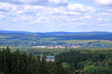 Fototapeta na wymiar Aerial view to Marianske Lazne famous spa town in Czech Republic, Central Europe