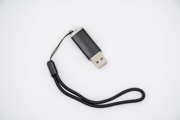 black usb stick on white background