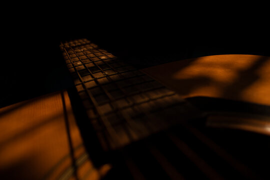 Sun rays on a guitar