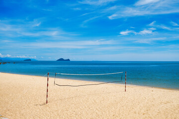 Obraz na płótnie Canvas Deserted beach with volleyball court 