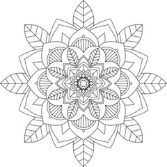 Easy Mandala coloring book simple and basic for beginners, seniors and children. Set of Mehndi flower pattern for Henna drawing and tattoo. Decoration in ethnic oriental, Indian style.
