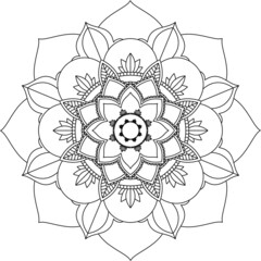 Easy Mandala coloring book simple and basic for beginners, seniors and children. Set of Mehndi flower pattern for Henna drawing and tattoo. Decoration in ethnic oriental, Indian style.