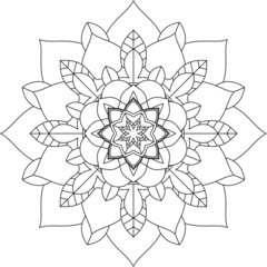 Easy Mandala coloring book simple and basic for beginners, seniors and children. Set of Mehndi flower pattern for Henna drawing and tattoo. Decoration in ethnic oriental, Indian style.