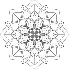 Easy Mandala coloring book simple and basic for beginners, seniors and children. Set of Mehndi flower pattern for Henna drawing and tattoo. Decoration in ethnic oriental, Indian style.