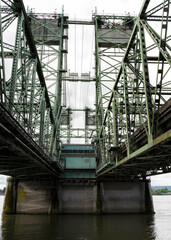 Fototapeta na wymiar The Interstate Bridge and Control House, Crossing the Columbia River Between Washington and Oregon