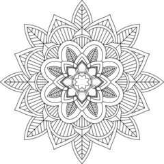 Easy Mandala coloring book simple and basic for beginners, seniors and children. Set of Mehndi flower pattern for Henna drawing and tattoo. Decoration in ethnic oriental, Indian style.