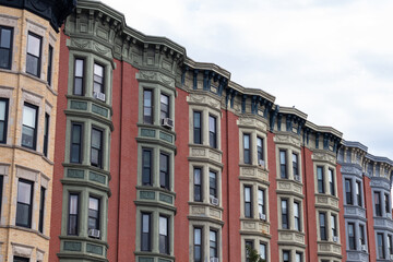 Fototapeta na wymiar Row of Beautiful Old Brick Brownstone Homes in Hoboken New Jersey