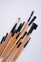 Makeup brushes put on background,