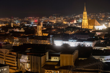 Cluj Napoca cityscape at night