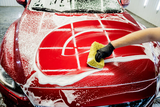 Car Wash Foam Water Or Cleaning At Home Stock Photo, Picture and Royalty  Free Image. Image 92363253.