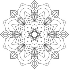 Easy Mandala coloring book simple and basic for beginners, seniors and children. Set of Mehndi flower pattern for Henna drawing and tattoo. Decoration in ethnic oriental, Indian style.