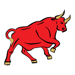 Red bull logo design. Angry bull. Vector editable layered logo
