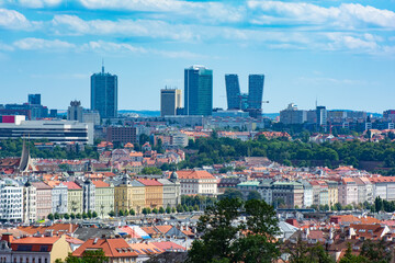 Obraz premium Old and new part of the city of Prague